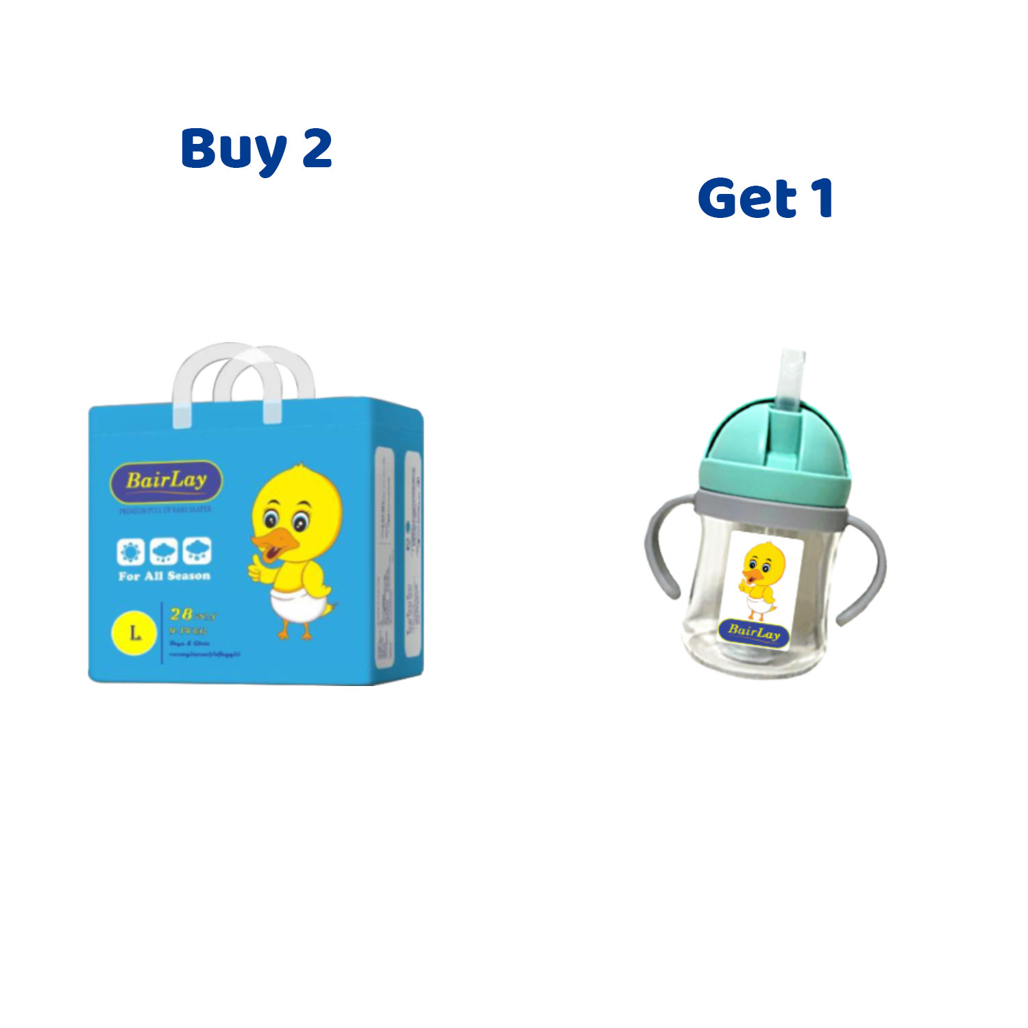 ( Buy 2 Get 1 Water Bottle )Bair Lay Baby Diapers (Pant)