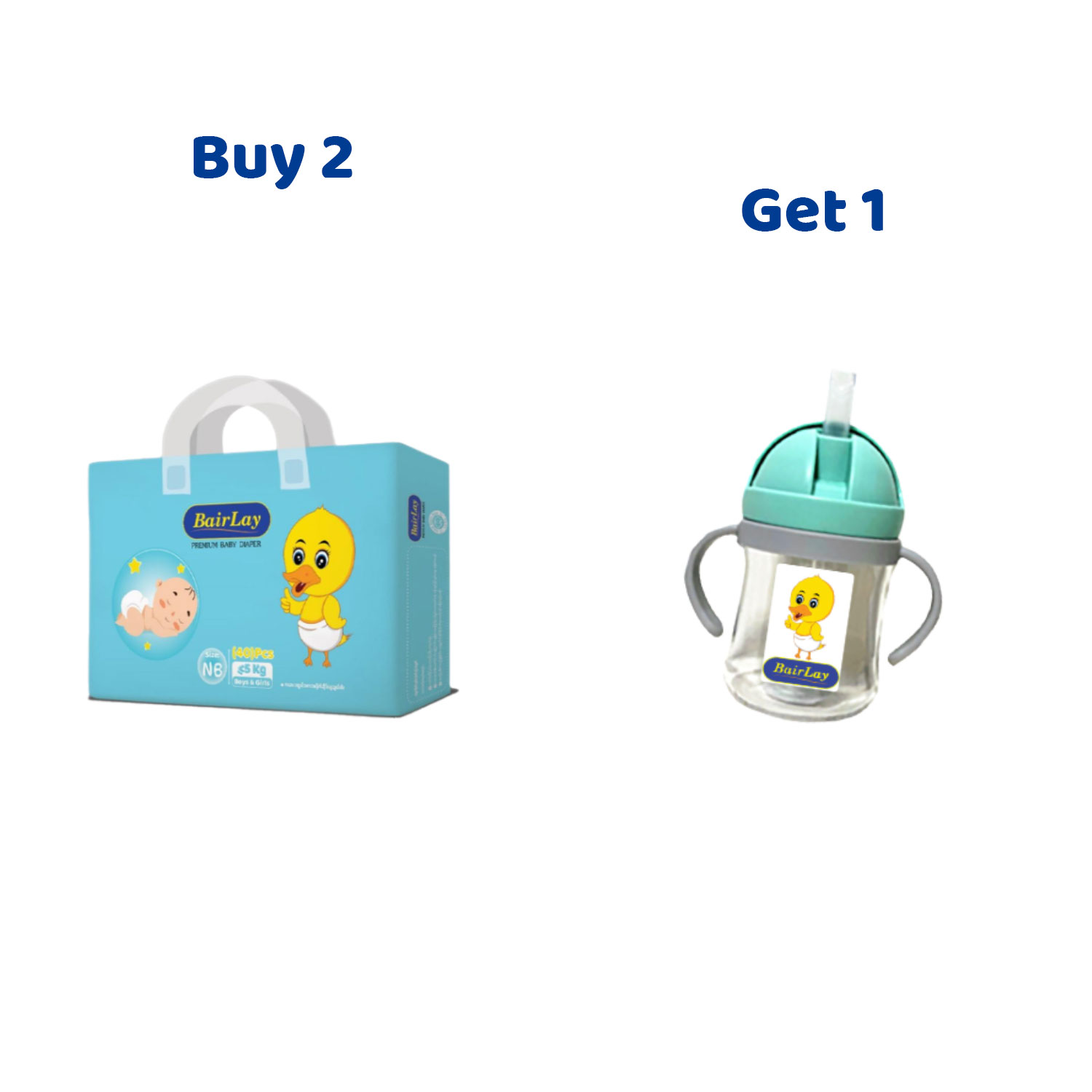 ( Buy 2 Get 1 Water Bottle ) Bair Lay Baby Diapers (Tape)