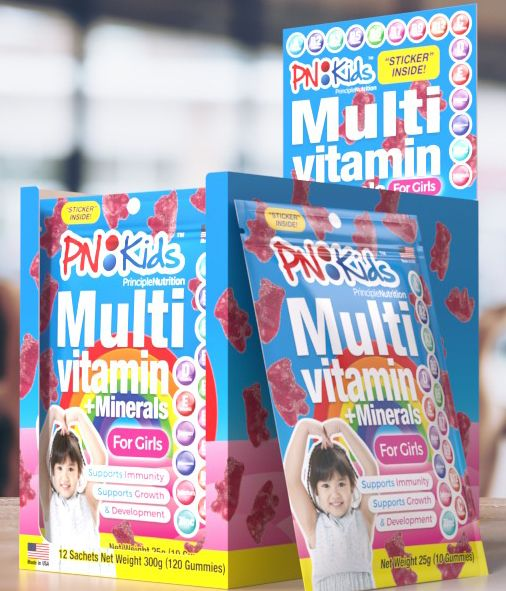 PN Kids Multivitamin + Minerals Gummies For Girls - 12 Sachets