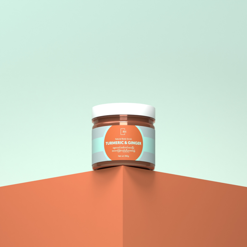 The Mix By Su - Turmeric & Ginger Scrub (390g) with container