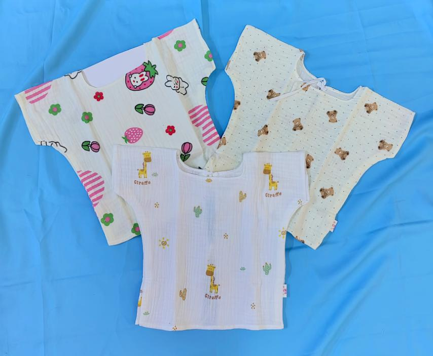 MiMi Clothing ကျောကွဲလက်တို(3pcs)(0m+)
