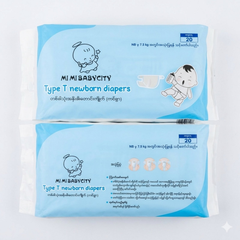 Baby Cele Mi Mi တစ်ခါသုံးအနှီးခါးတောင်းကြိုက်(ကပ်ခွာ)(20pcs)
