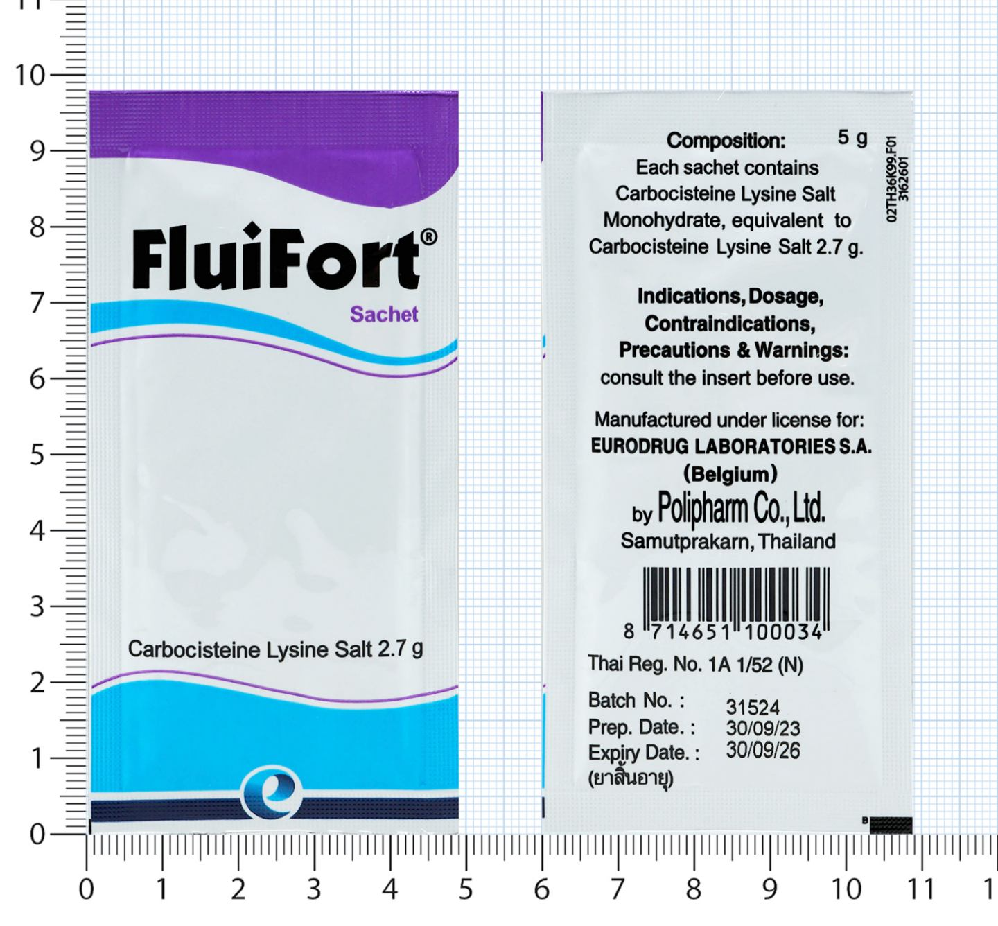 Fluifort Carbocysteine Lysine Salt Sachet - 1pk ( 2.7g 4 sachets )