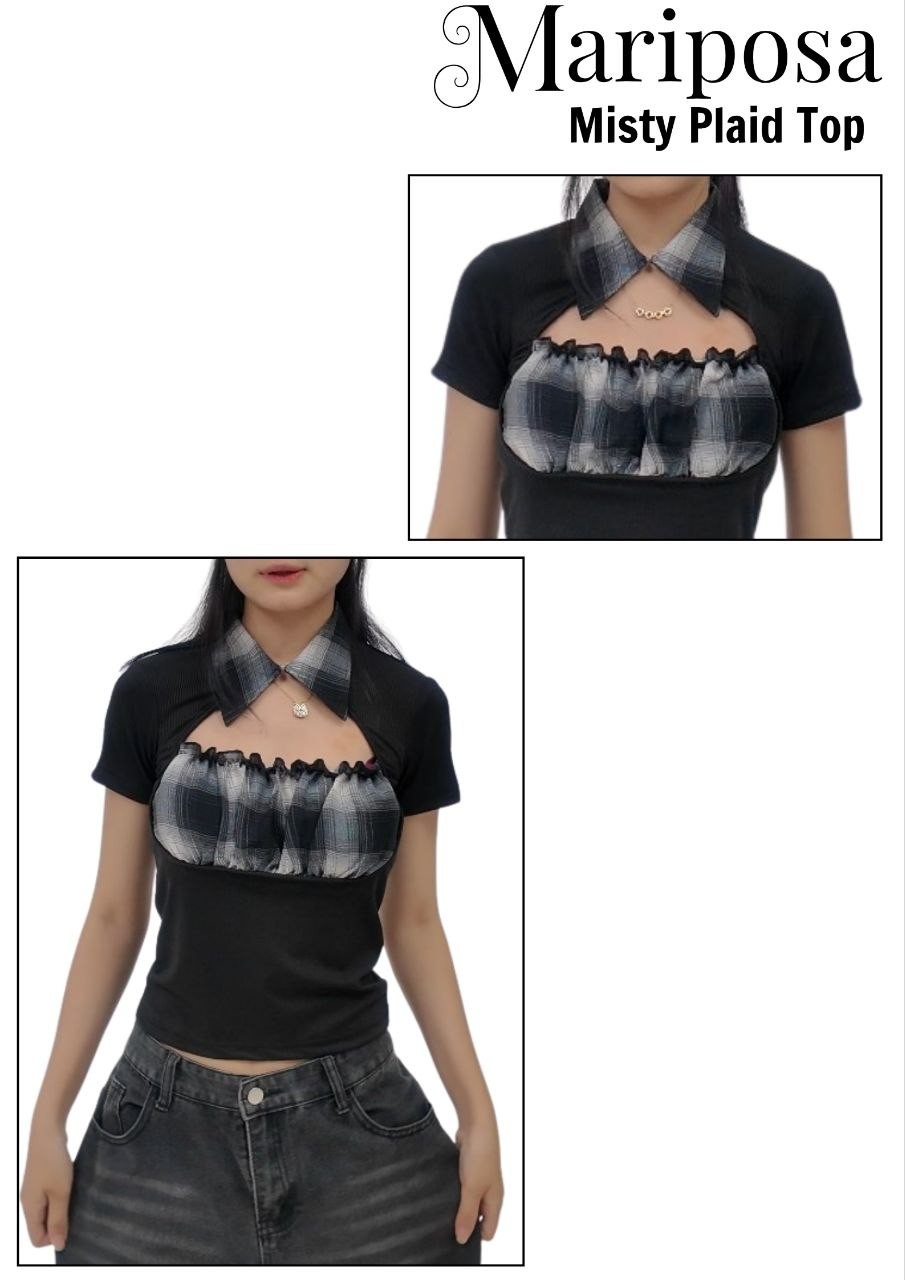 Mariposa Misty Plaid Top