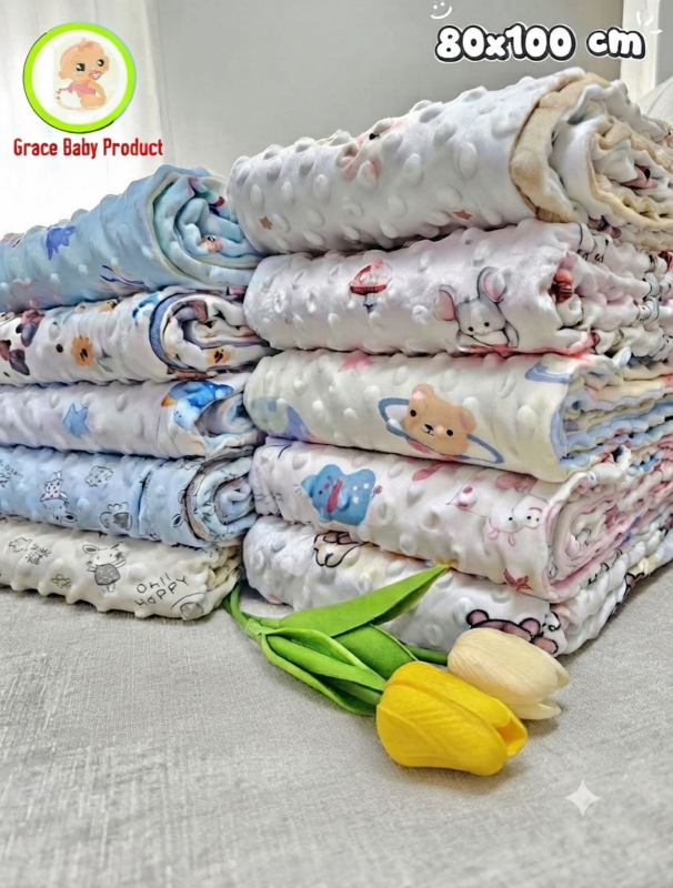 (Buy 2 -get 10% off) Grace Baby Product ၂ဘက်ပဲသီး​စောင် (Size 80×100cm)