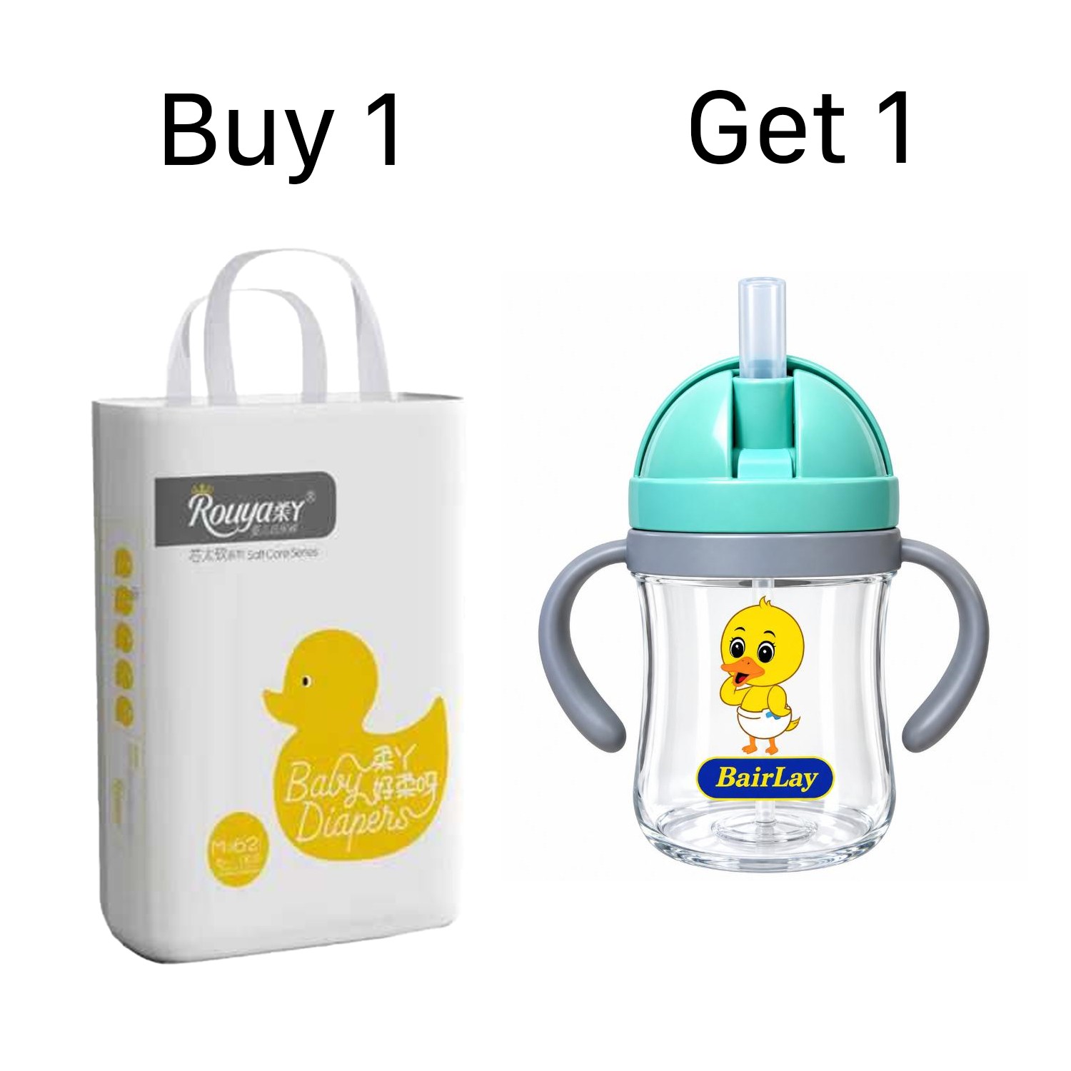 (Buy 1 get1 water bottle) Rouya Baby Diapers (Tape)