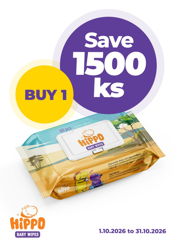 Hippo Baby Wipes - 80Sheets