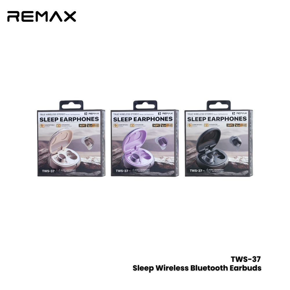 REMAX---TWS-37 6.0 SLEEP TRUE WIRELESS STEREO MUSIC CALL EARPHONES (231387)(NPL-9/2026) - 01030206BK