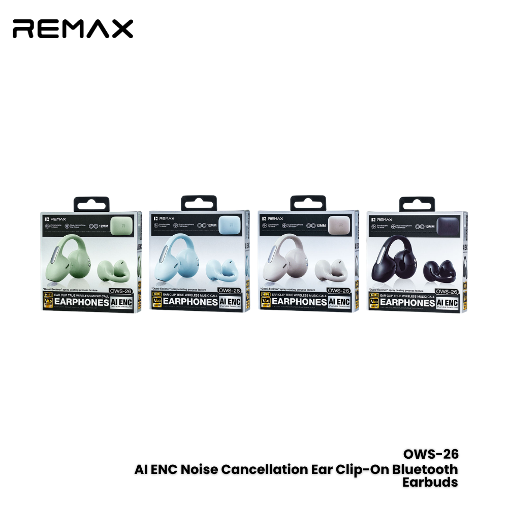 REMAX---OWS-26 6.0 EAR CLIP TRUE WIRELESS MUSIC CALL EARPHONES (280477)(NPL-9/2026) - 01030199BK
