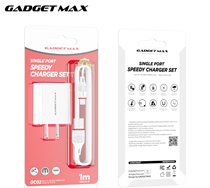 GADGET MAX---GC02 IPH 2.4A SINGLE USBT SPEEDY CHARGER SET FOR IPH (1USB)(2.4A)(1M) 20050007W