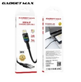 GADGET MAX---GX14 DU18 S-SHAPE FAST USB TO IPH CHARGING DATA CABLE WITH LIGHT(2.4A) (1M) 20070025BK