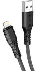 GADGET MAX---GX07 IPH 2.4A NANO SILICONE CHARGING DATA CABLE FOR IPH (2.4A)(1M) 20070012BK