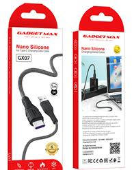 GADGET MAX---GX07 TYPE-C 5A NANO SILICONE CHARGING DATA CABLE FOR TYPE-C (5A)(1M) 20070013BK