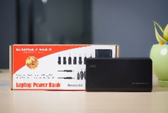 GADGET MAX---17500mAh LAPTOP PD 60W POWER BANK 3.7V (64.75W) DC POWER ADAPTER ,DC CABLE,CHARGING TIPS (INPUT-DC1/OUTPUT-DC2,USB A,USB C) 20020018BK