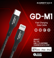 GADGET MAX--- GD-M1 USB-C TO LIGHTNING MFI FAST CHARGE & DATA SYNC CABLE PD/QC 20W(3A)(1200mm) 20070035BK
