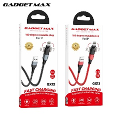 GADGET MAX---GX12 FAST CHARGING EXQUISITE & PRACTICAL DATA CABLE FOR IPH (2.4A) (1.2M) 20070021BK