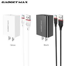 GADGET MAX---GM2021 TYPE-C (3A) LONG JOURNEY SINGLE PORT 3A CHARGER SET FOR TYPE-C(US) 20050018BK