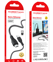 GADGET MAX---GX07 MICRO 2.4A NANO SILICONE CHARGING DATA CABLE FOR MICRO (2.4A)(1M) 20070011BK