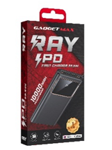 GADGET MAX---10000MAH 22.5W RAY PD POWER BANK (5V/3A)(OUTPUT-TYPE-C/A1/A2)(INPUT-MICRO/TYPE-C)(NPL-10/2023) 20020025BK