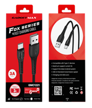GADGET MAX---GMC1221 USB TO TYPE-C CABLE (3A) (1M) 20070001BK